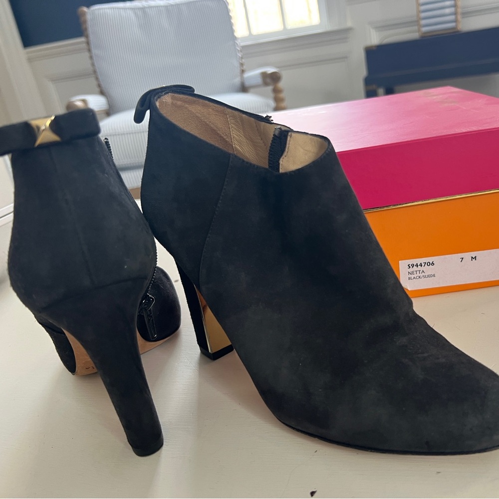 Kate Spade Netta Black Boots with gold heel - with Box size 7